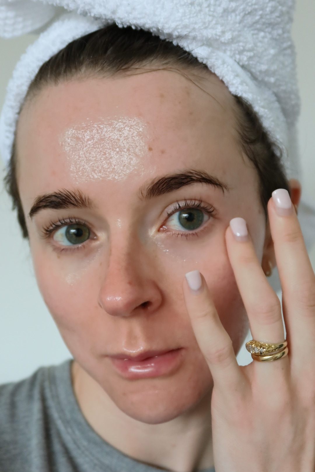 Grace Day applying eye cream