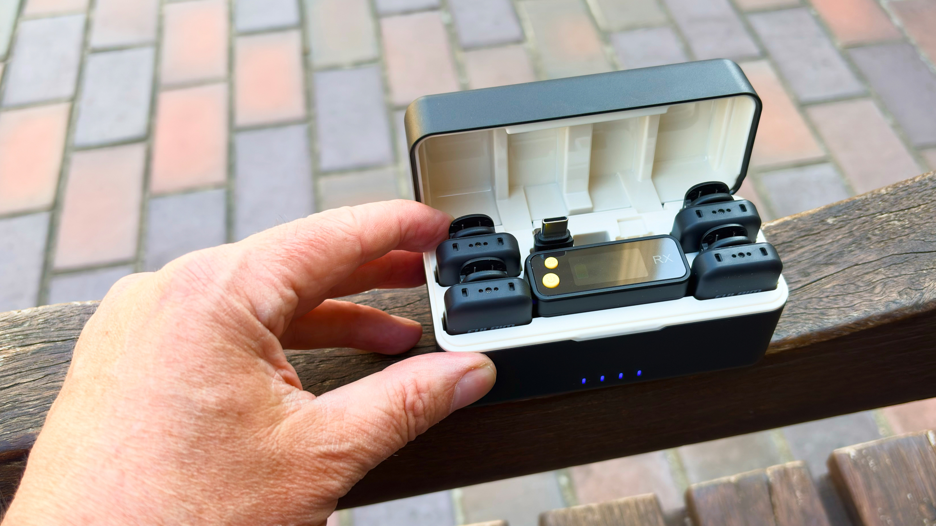 The carry case charges all four transmitter mics and the receiver simultaneously, so the entire kit is ready for your next shoot.
