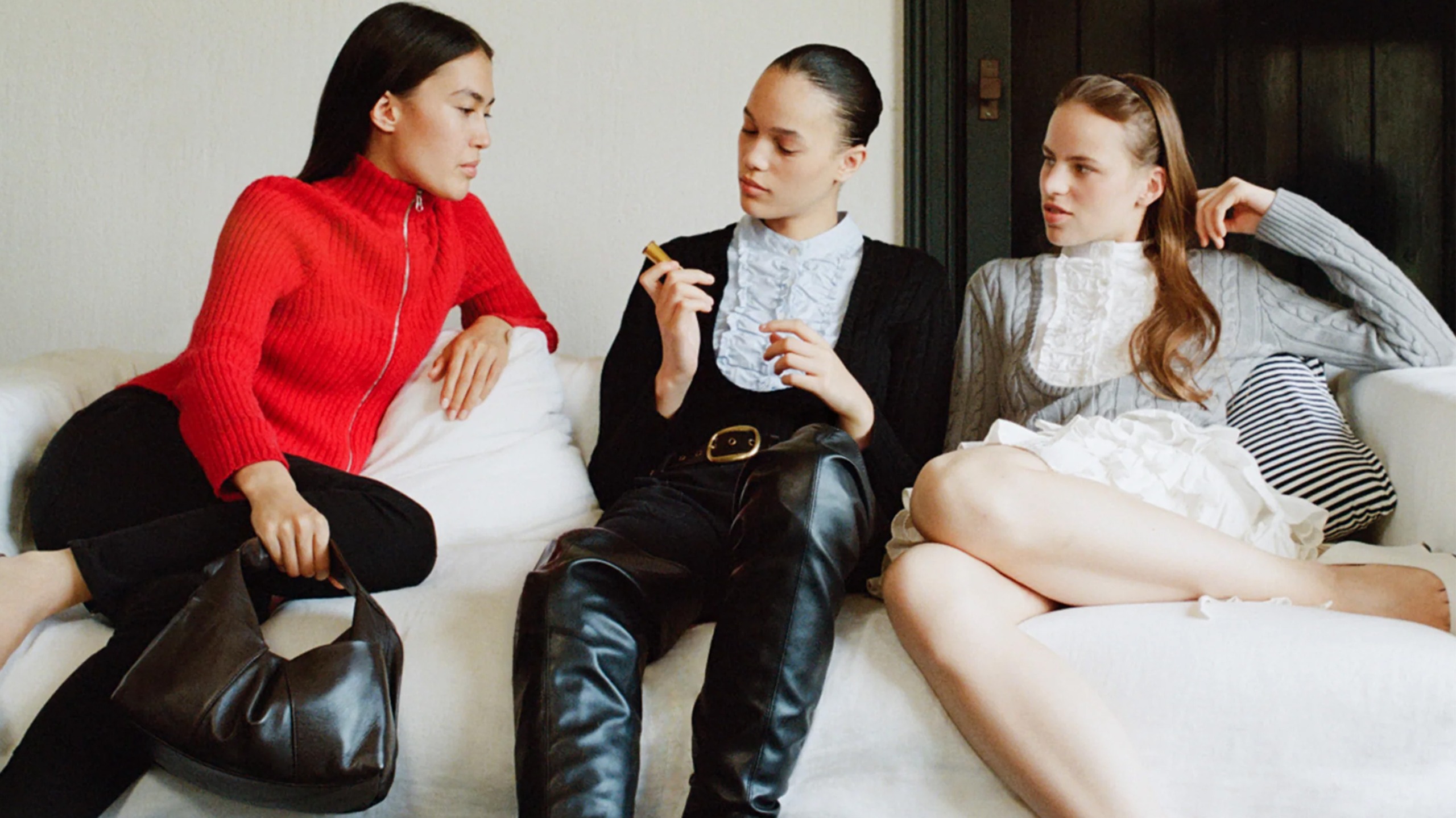 Three models wearing Gimaguas fall 2026 clothing.