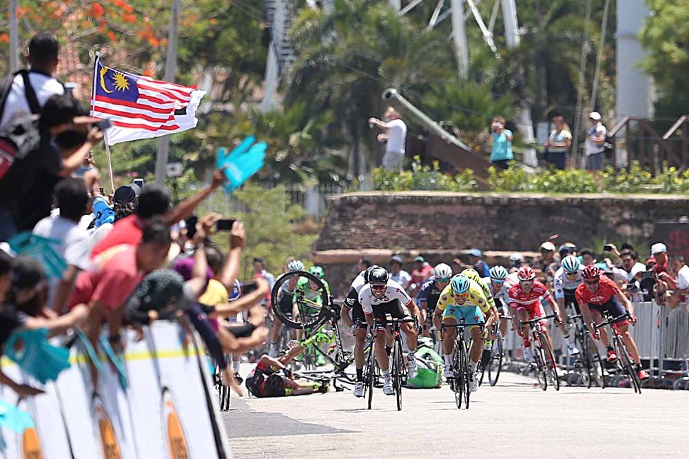 A late crash took down several riders.