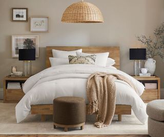 Pottery Barn furniture in a bedroom.