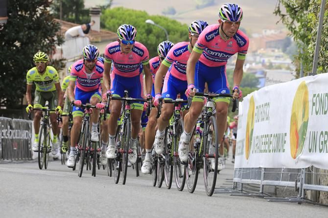 The Lampre team worked at the front for Ulissi