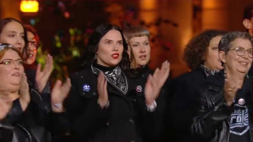 Le Choeur du 13 singing at the Bataclan 10-year commemoration ceremony 