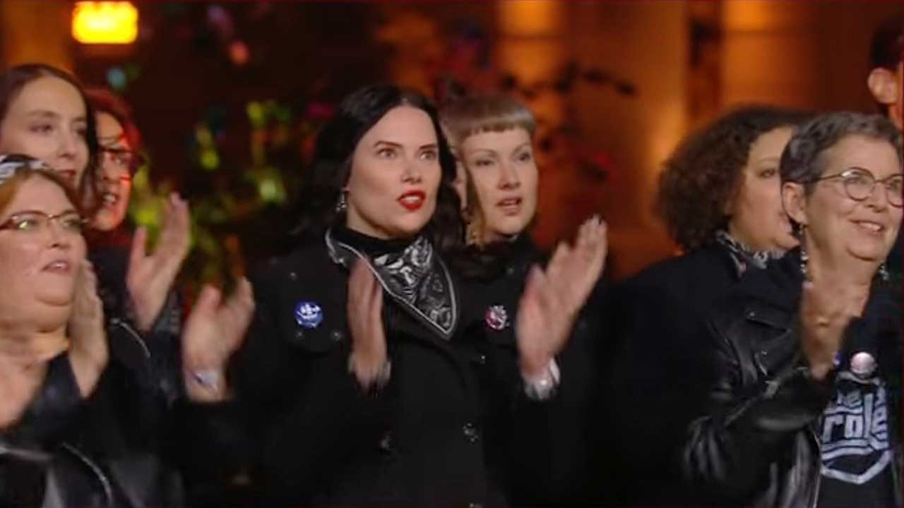 Le Choeur du 13 singing at the Bataclan 10-year commemoration ceremony 