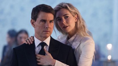 Mission Impossible movies in order: Tom Cruise as Ethan Hunt during Mission Impossible Dead Reckoning. 