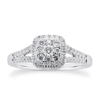 18CT WHITE GOLD 0.50CT MULTI STONE HALO DIAMOND RING, Now £750, Was £1,500