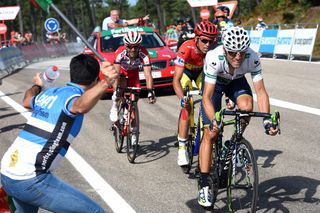 Alejandro Valverde leads Rodriguez and Contador on stage eighteen of the 2014 Tour of Spain