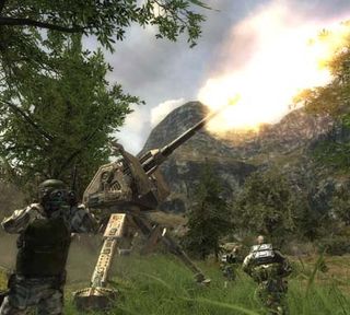 Along with vehicles, players will also be able to deploy heavy weapons and armaments such as this apparent anti-aircraft gun.