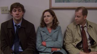 Jim, Pam and Toby sitting together in The Office