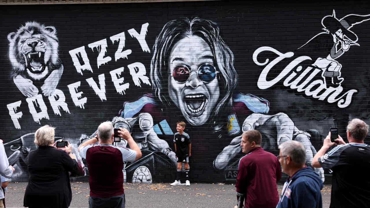 A mural of Ozzy Osbourne outside Aston Villa’s Villa Park stadium