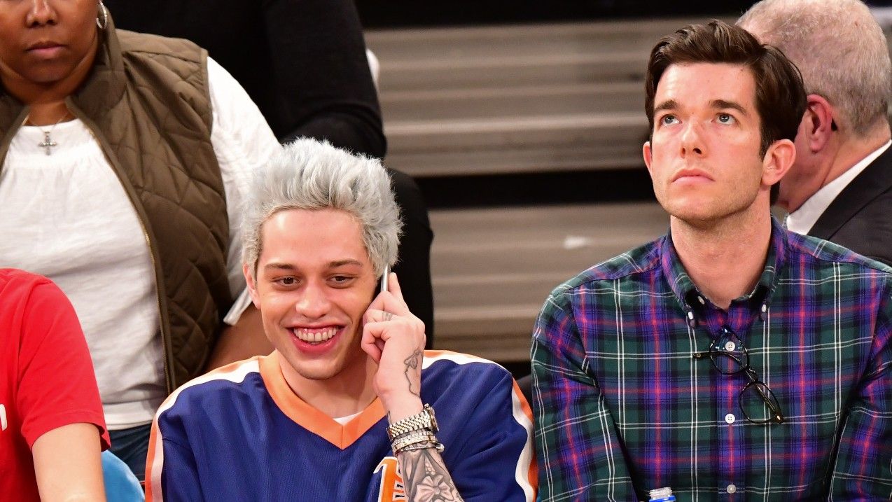 Pete Davidson and John Mulaney attend New York Knicks vs Washington Wizards game at Madison Square Garden on December 3, 2018 in New York City