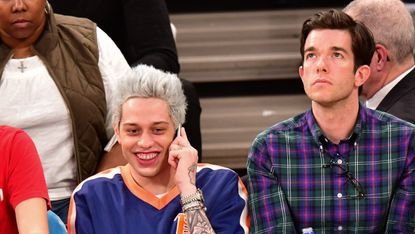 Pete Davidson and John Mulaney attend New York Knicks vs Washington Wizards game at Madison Square Garden on December 3, 2018 in New York City