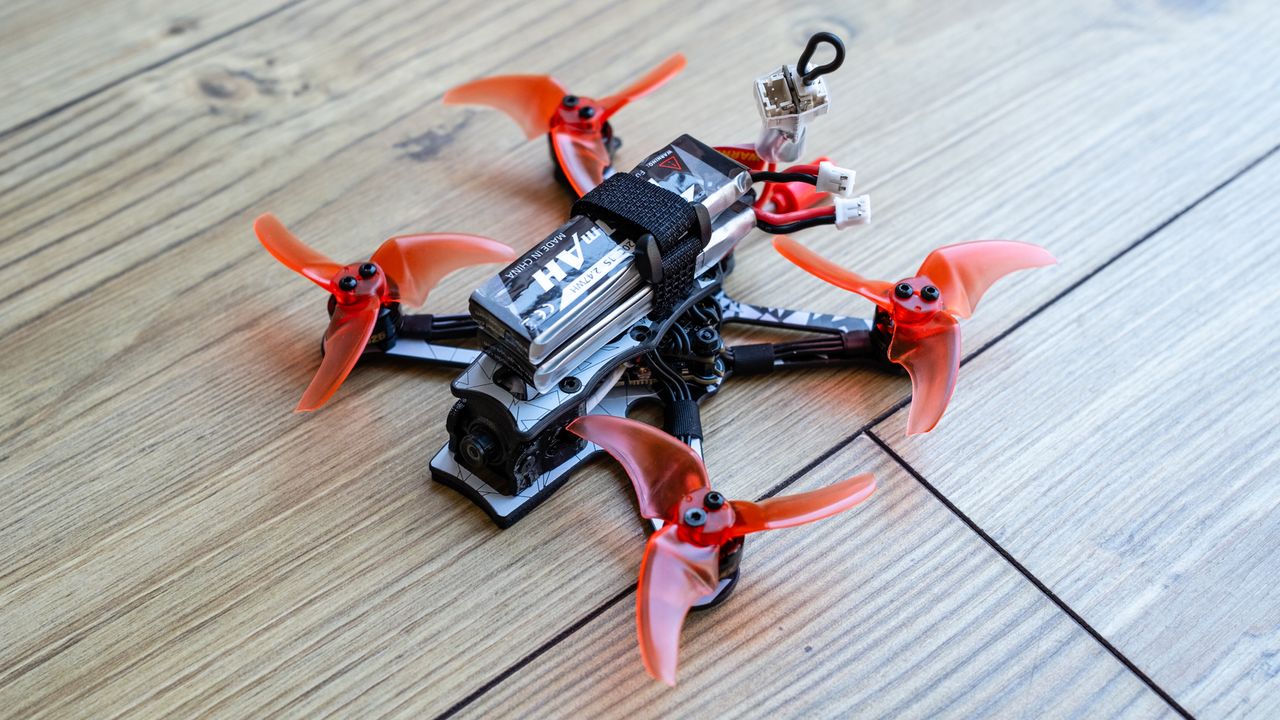 Emax Tinyhawk III Pro Freestyle RTF Kit Emax Tinyhawk III Pro Freestyle RTF Kit drone with batteries attached