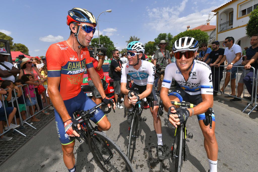 Italians Vincenzo Nibali, Savatore Puccio and Matteo Trentin