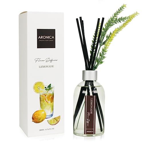 Aronica Lemon Scented Air Freshener, Reed Diffuser Scent for Apartment, Lemon Infussd Room Freshener, Citrus House Scent, New Apartment Essentials, House Warming Gifts New Home