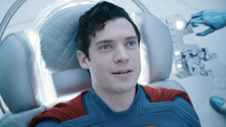 David Corenswet in a white recliner at the end of 2025's Superman 