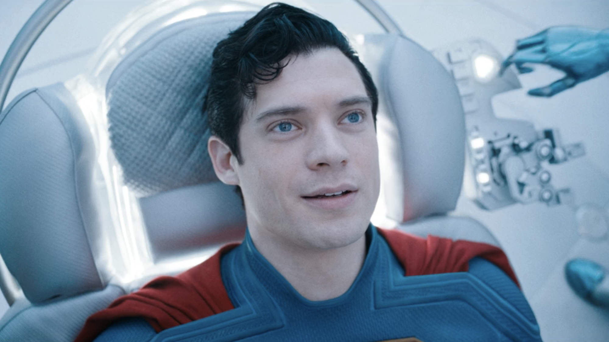 David Corenswet in a white recliner at the end of 2025's Superman 