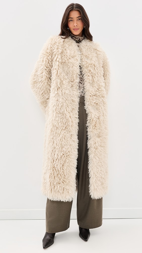 Carolina Faux Fur Coat - Off White