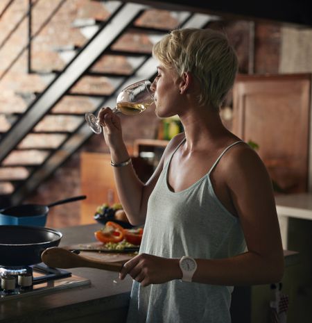 Woman drinking wine