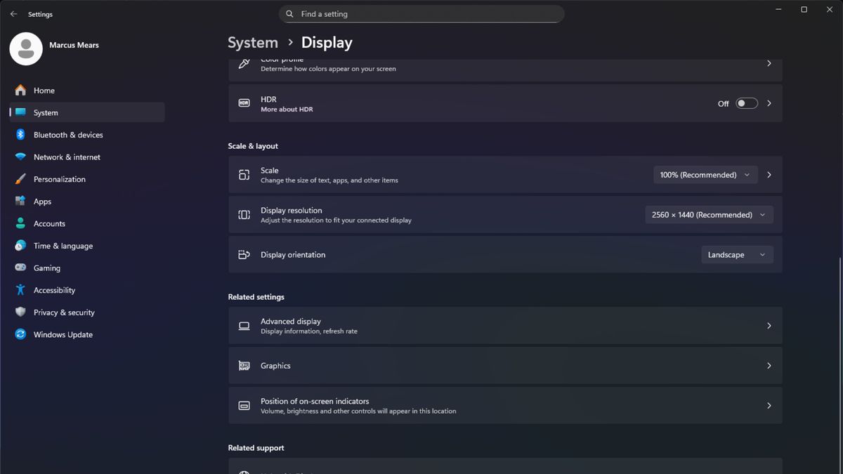 Windows 11 display settings