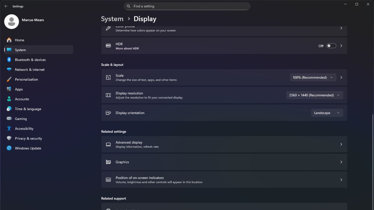 Windows 11 display settings