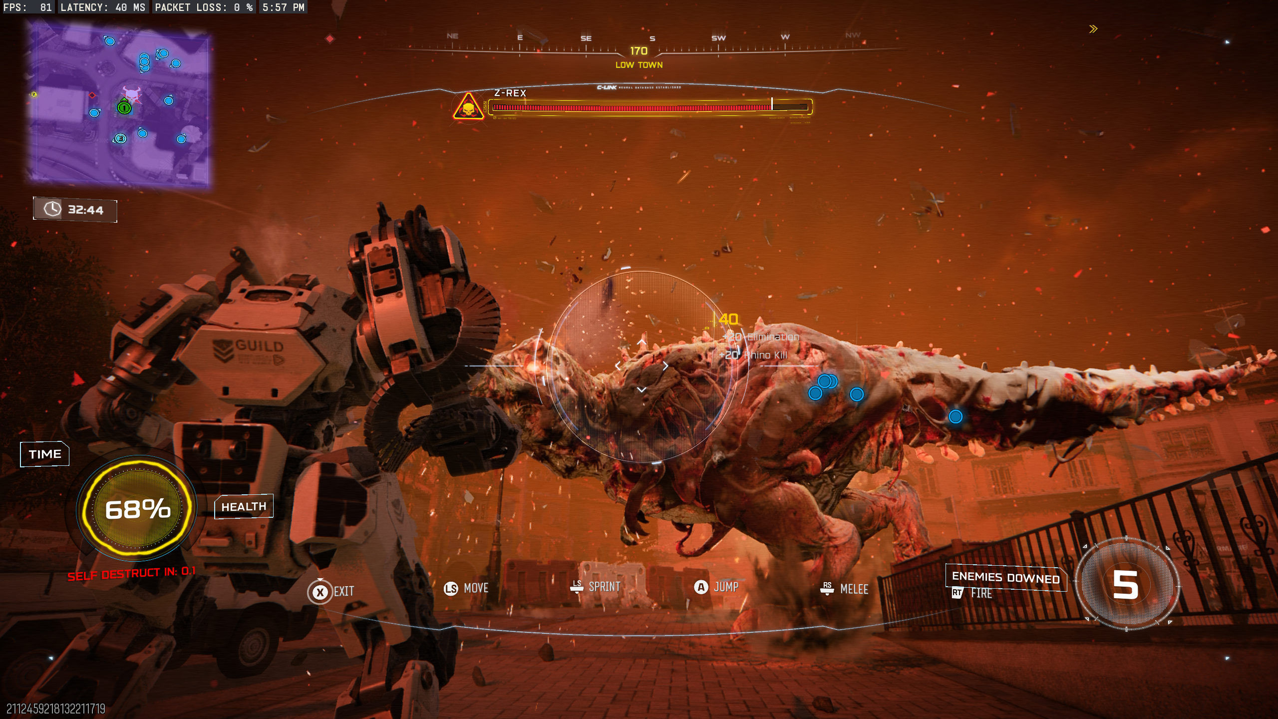 A screenshot of a Rhino vs the Z-Rex in Call of Duty: Black Ops 7's Endgame.