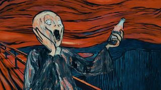 Coca-cola ad; The Scream painting holds a bottle of Coca-Cola