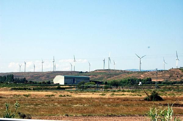 Lots of wind mills out there but most of them were on strike today, on a hot day.