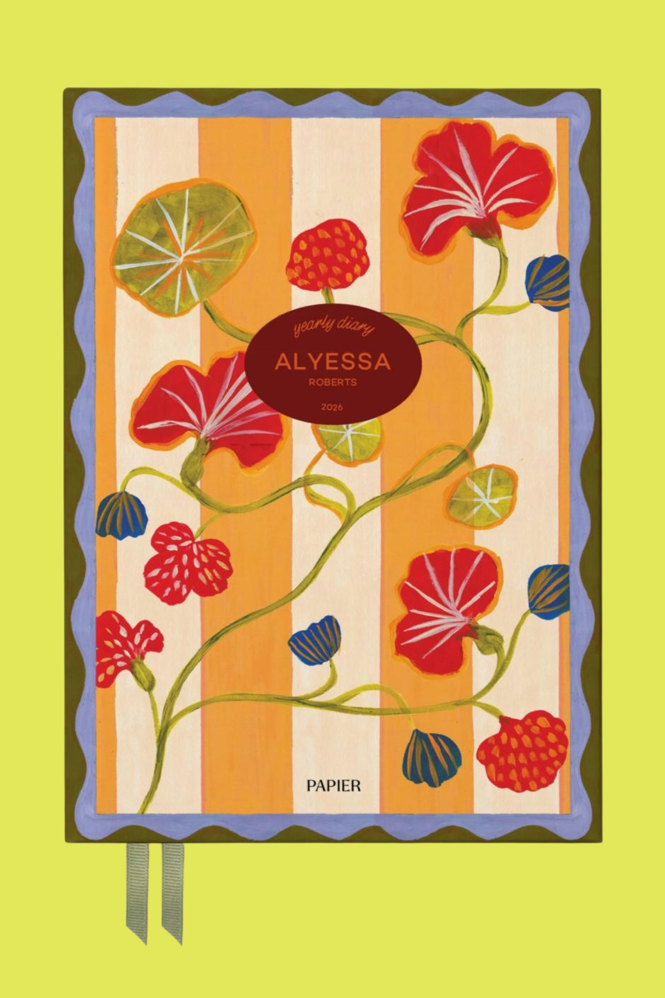 A colorful 2026 diary with flowers and stripes