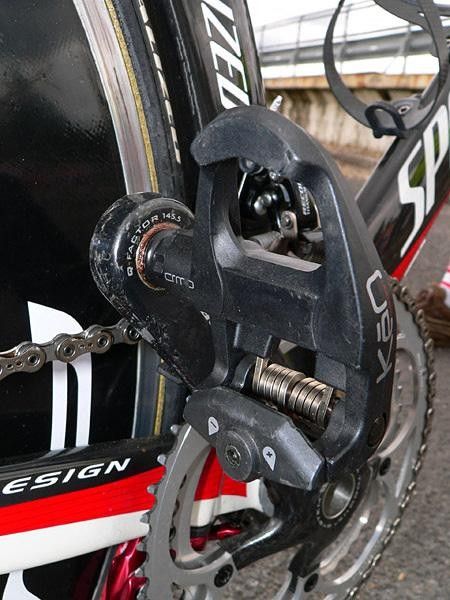 Look continues to provide Boonen with its chrome-moly spindled Keo pedals.
