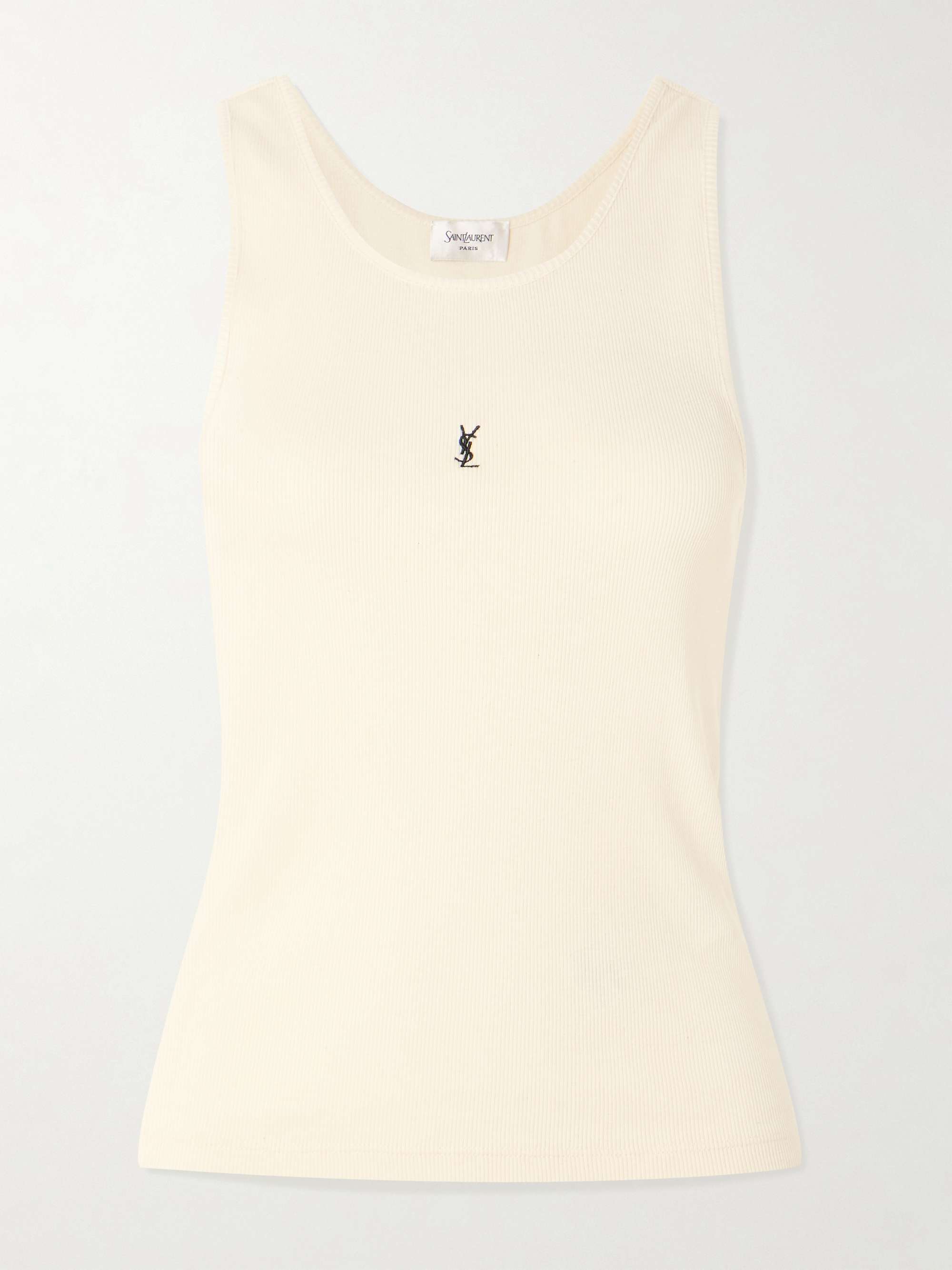 Cassandre Embroidered Ribbed Cotton-Jersey Tank