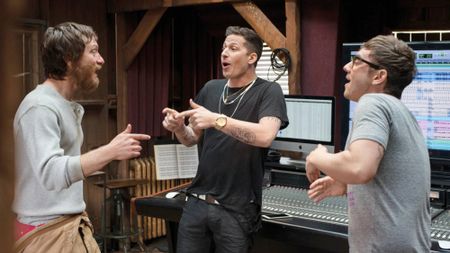 (L-R) Akiva Schaffer as Lawrence, Andy Samberg as Conner and Jorma Taccone as Owen in "Popstar: Never Stop Never Stopping"