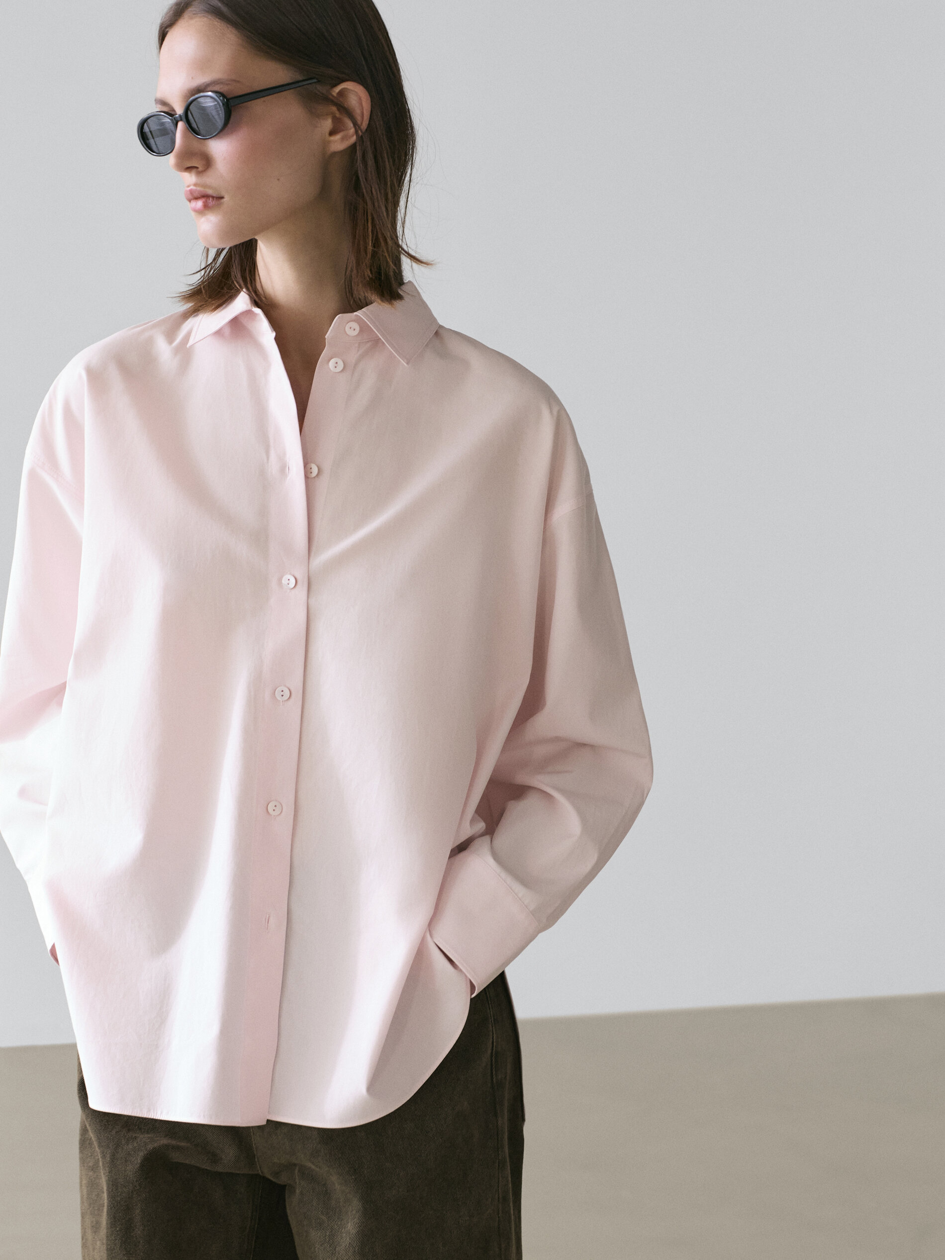 Poplin and cotton blend shirt