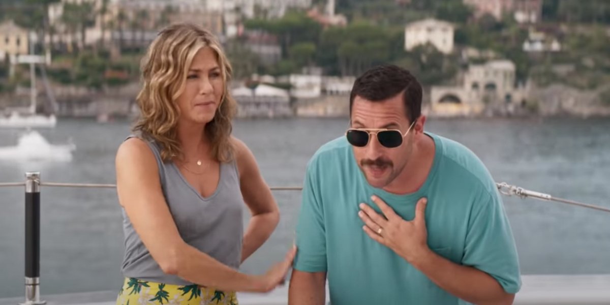 Jennifer Aniston and Adam Sandler in Murder Mystery