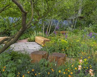 Urban wildlife sanctuary in the Octavia Hill Garden by Blue Diamond with the National Trust at Chelsea Flower Show 2024