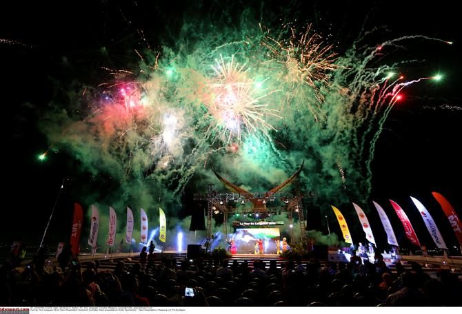 Fireworks signal the start of the Tour de Langkawi