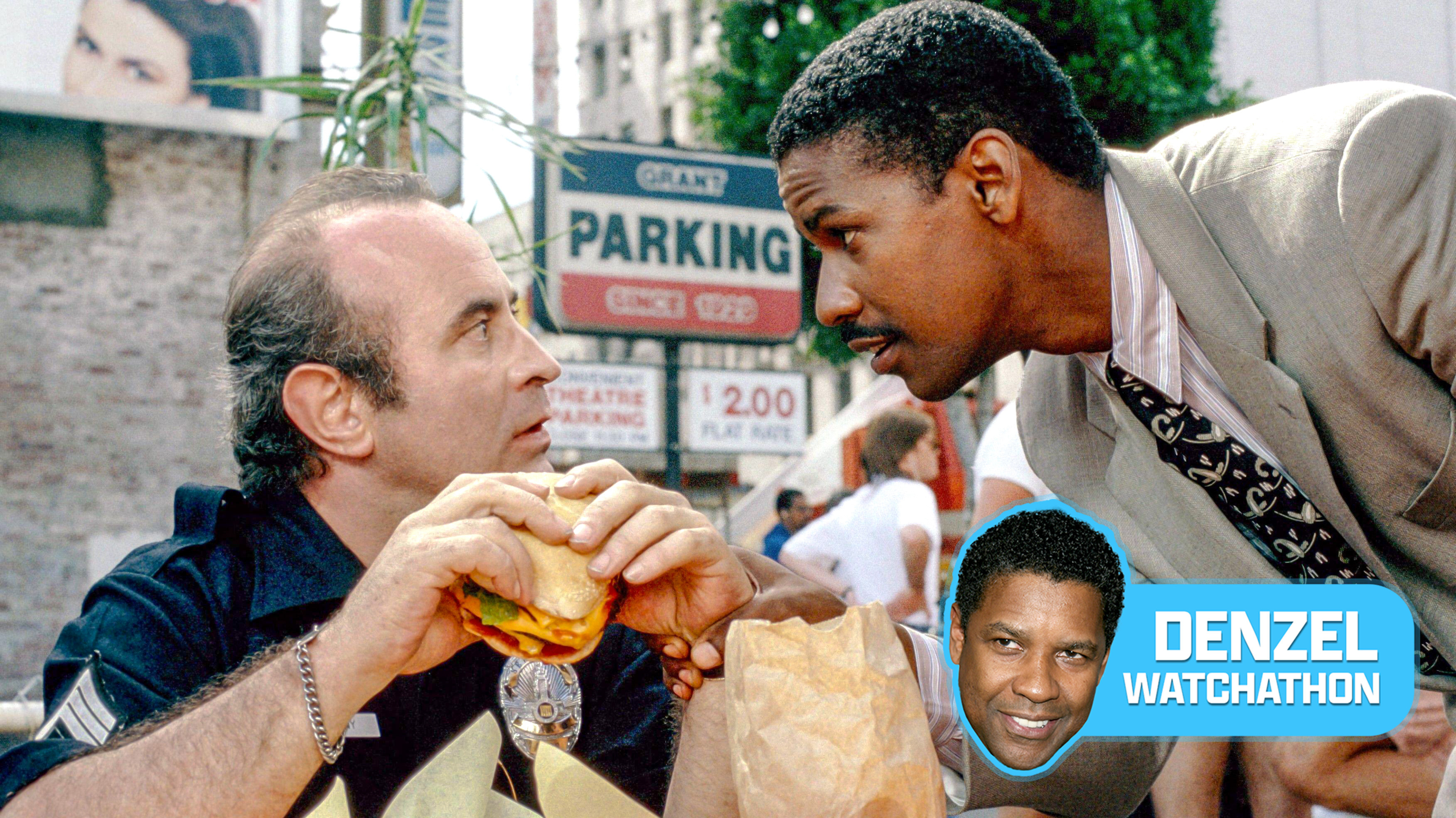 (L-R) Bob Hoskins and Denzel Washington in "Heart Condition" (1990).