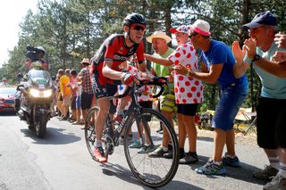 Tejay van Garderen tries to limit his losses during stage 14.
