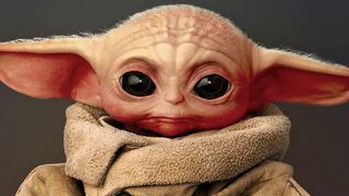 Baby Yoda with human skin