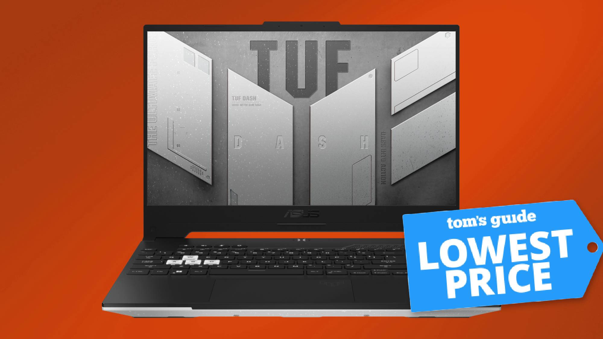 Asus TUF Dash 15 gaming laptop with a Tom's Guide deal tag