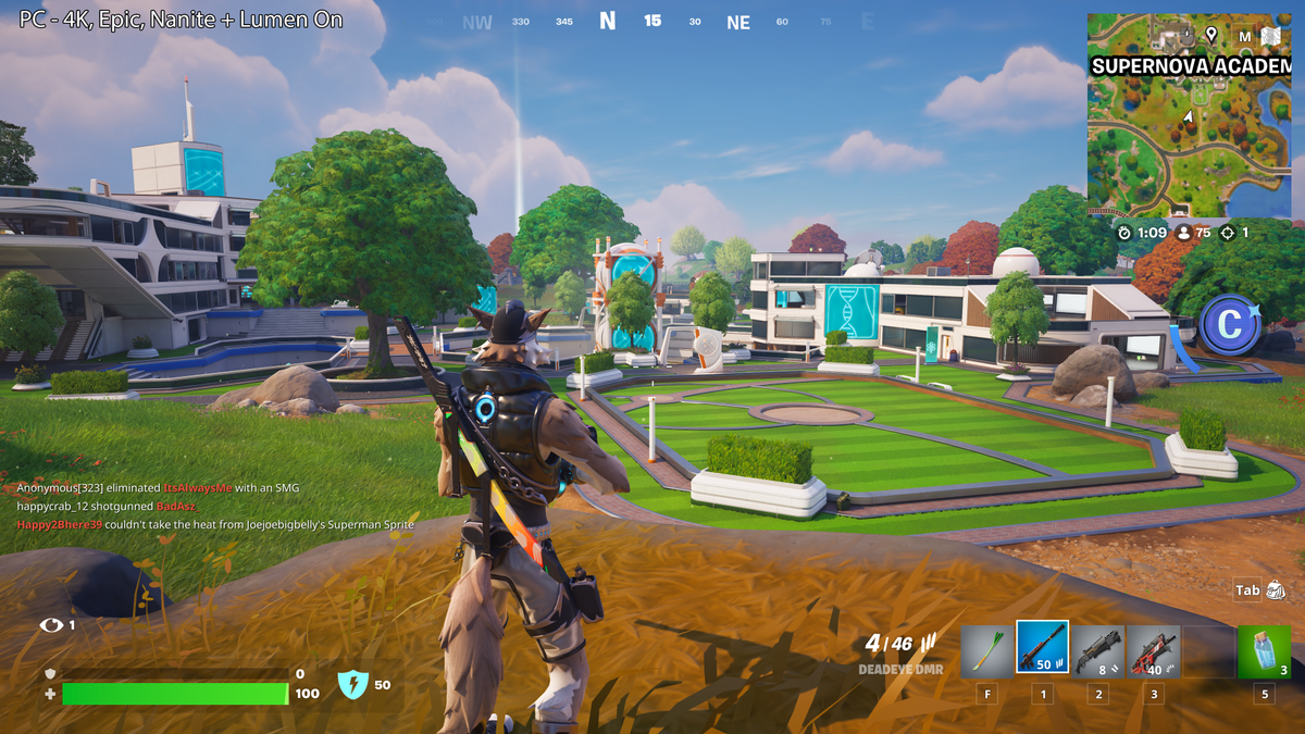 A view of Fortnite on the PC