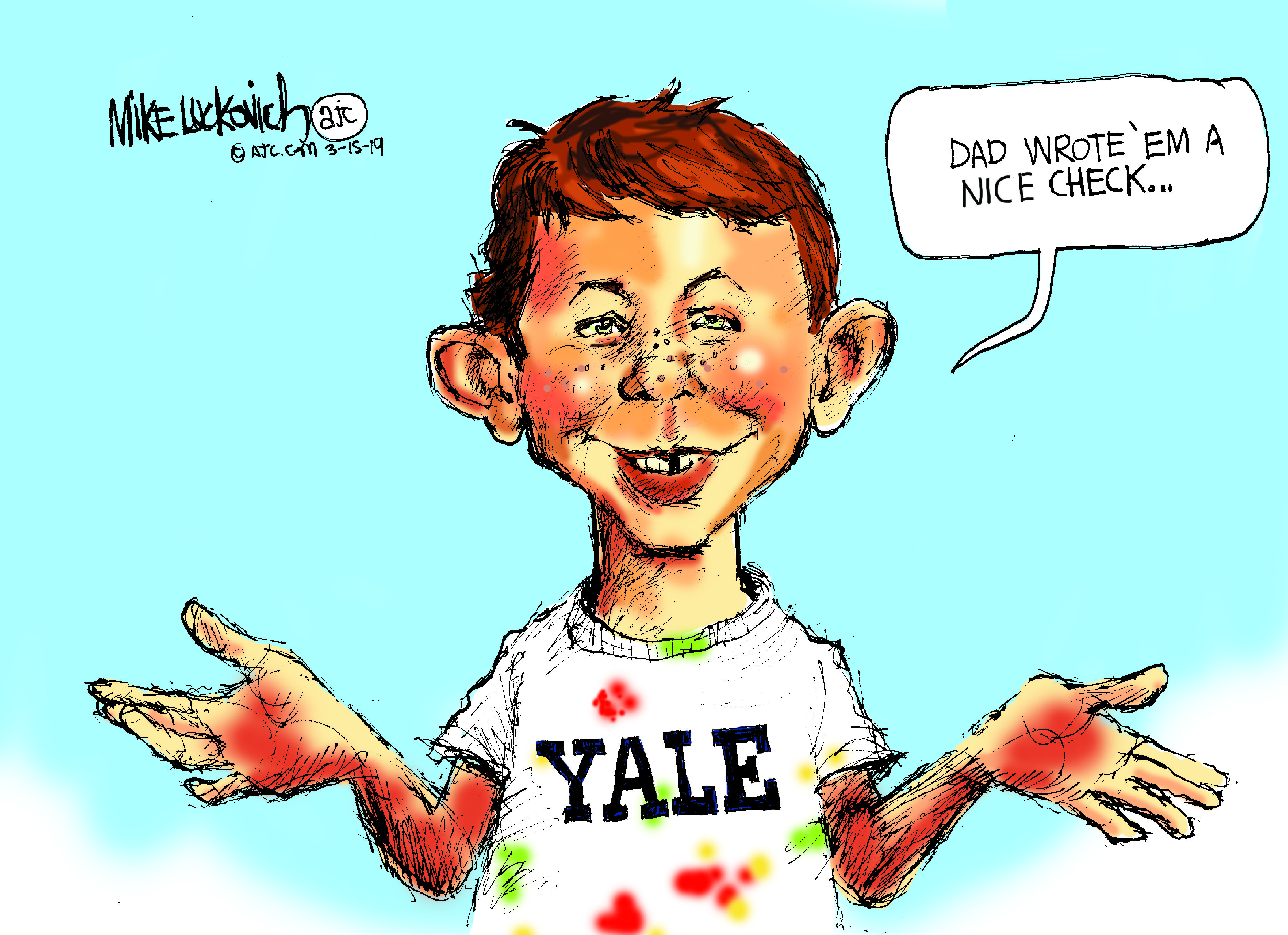 Editorial Cartoon U.S. College admissions scandal Alfred E. Neuman