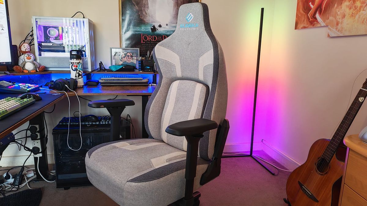 A Eureka Ergonomic Python II review image of the chair facing a way from the camera