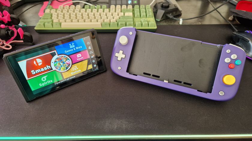 Nitro Deck with the Switch undocked, sitting next to it