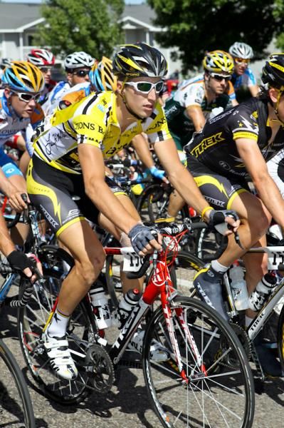 Taylor Phinney (Trek-Livestrong) leaves the start with the race leader