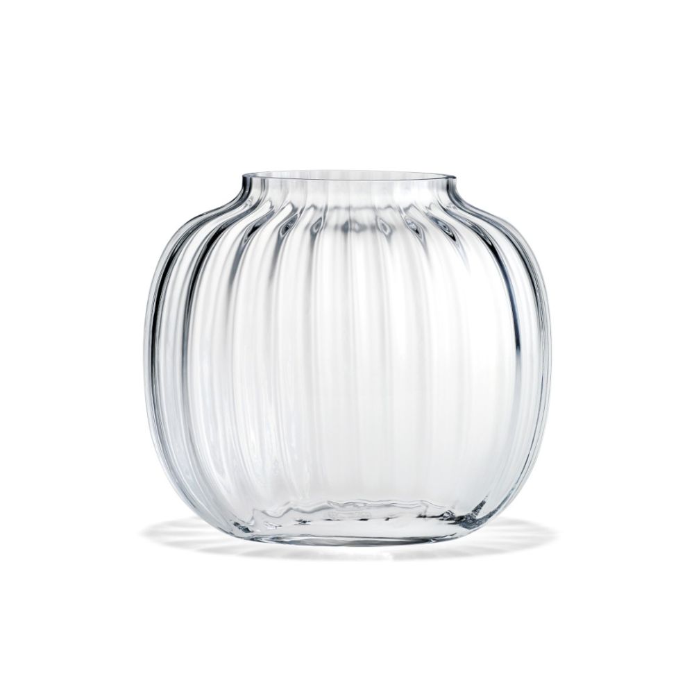 Round ribbed glass vase