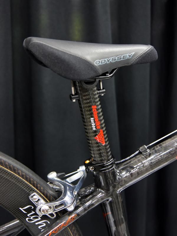 KirkLee topped the Schmolke seatpost with an Odyssey BMX saddle since standard ones would have been too big.