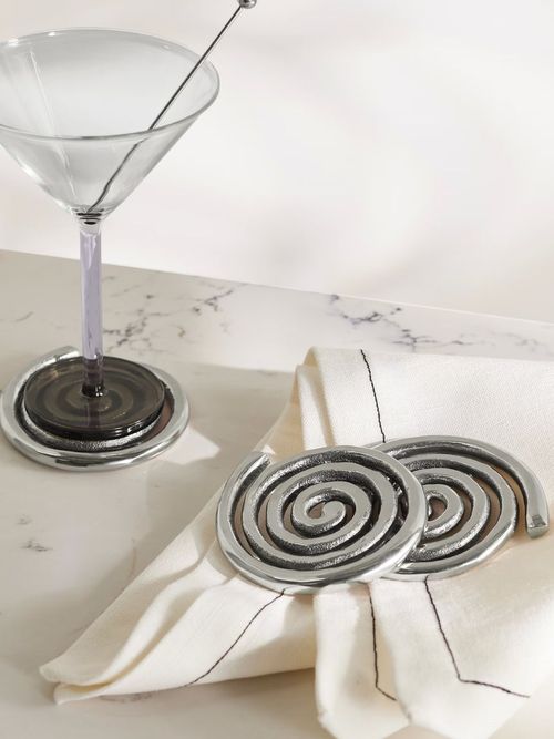 SOPHIE LOU JACOBSEN |  +Etagere Spiral Plated Coasters in Nickel, Set of 8 