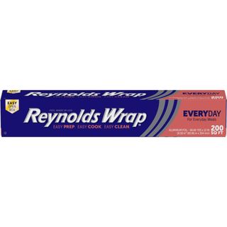 A blue and pink packet of Reynolds Wrap aluminium foil