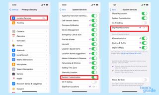 Location Services settings for Clean Energy Charging